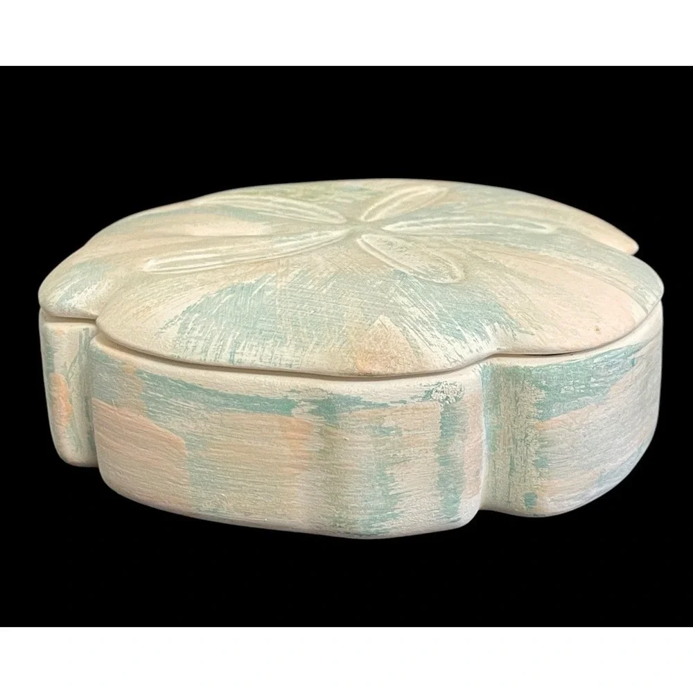 Sand Dollar Trinket Box Home Decor Small Pastel Multicolor